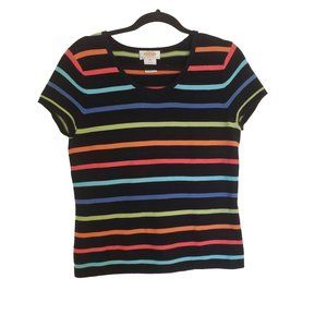 Talbots knit‎ top size Medium multi color stripes black